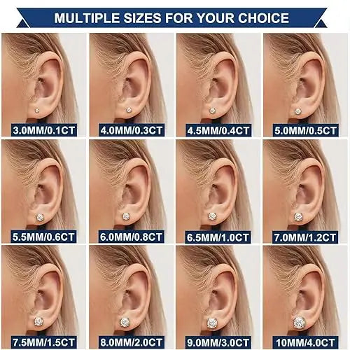 Shama Gems Jewels 925 Sterling Silver Moissanite Brilliant Cut Stud Earrings White Gold Plated 2 Gram Classic Minimalist Wedding
