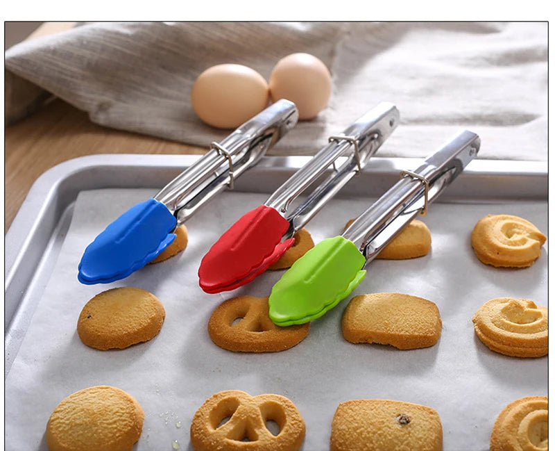 Stainless Steel Silicone Food Tong  Kitchen Tongs Silicone Non-slip Cooking Clip Clamp BBQ Salad Tools Grill Kitchen Accessories