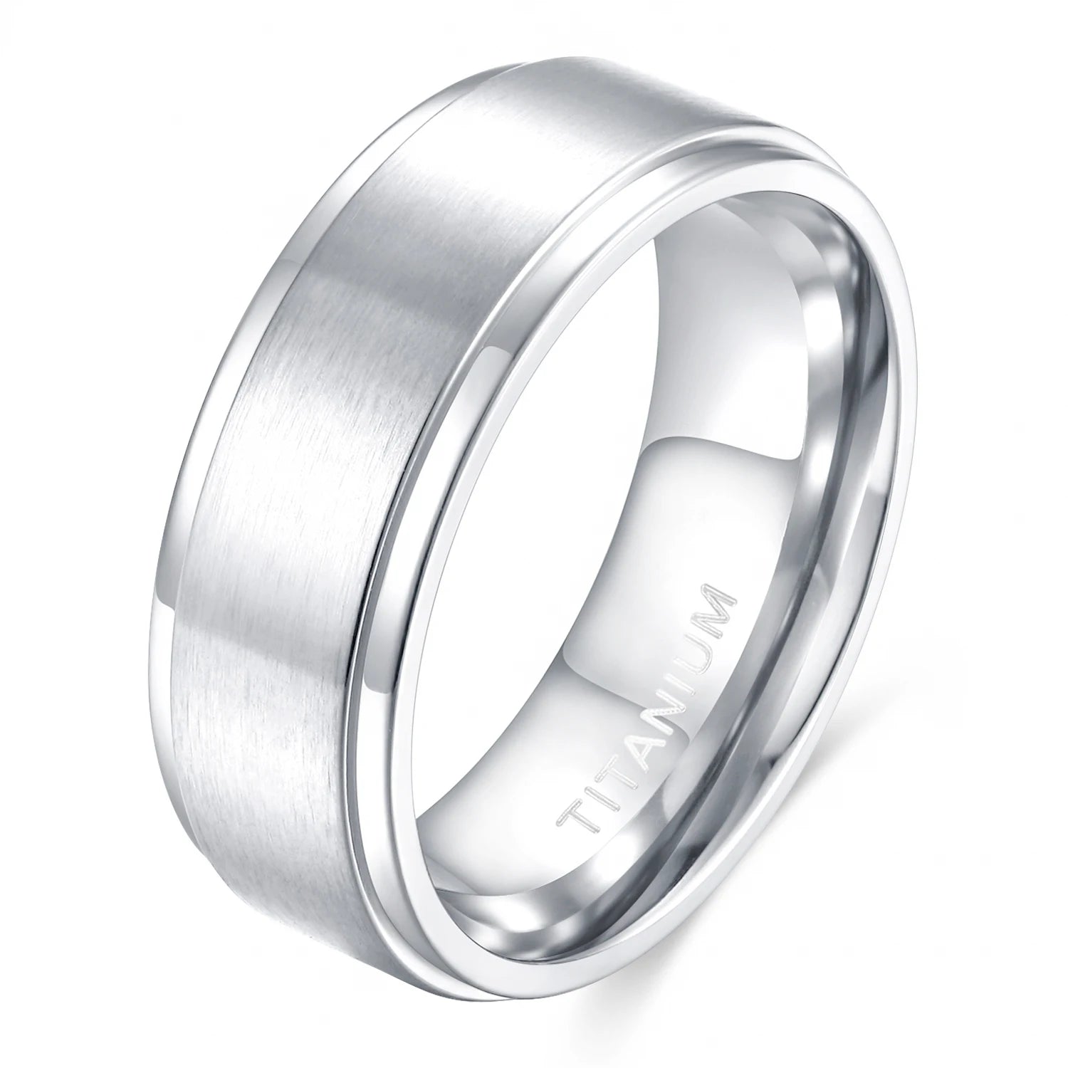 Somen 8mm Men Titanium Ring Silver Color Brushed Women Wedding Band Simple Rings Anniversary Fashion Jewelry Size 4-15