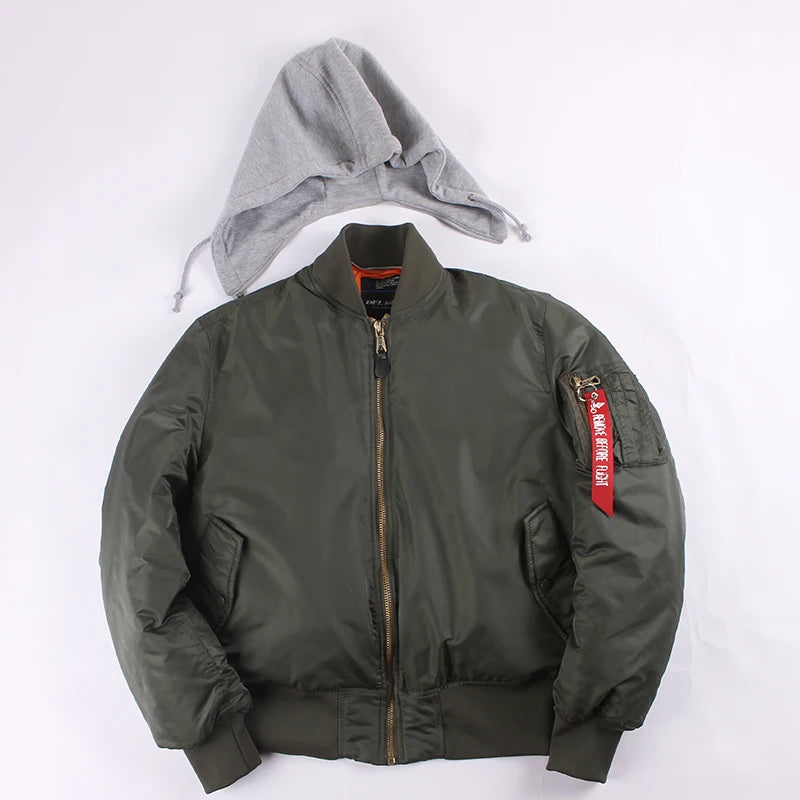 2025 aw winter bomber flight jacket MA-1 with hood streetwear clothes mens clothing hip hop baseball letterman oversized varsity