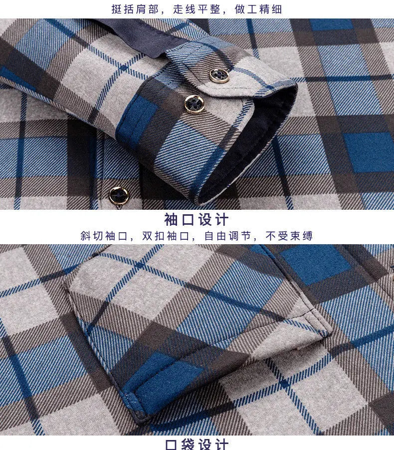 2026 winter Men's fashion smart casual striped long Sleeve Shirts,autumn men thicken Shirt Slim Fit Shirt Male full size M-4XL