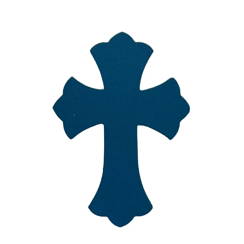 4.5*6.5cm Sheepskin Leather Patch With Cross Shaped Leather Label Genuine Leather DIY With Multiple Colors-106-182