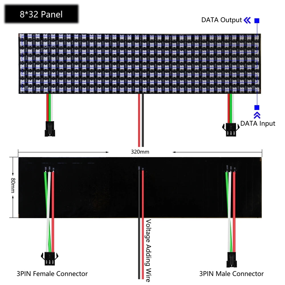 WS2812B LED Digital Flexible Individually Addressable Panel Light WS2812 8*8 16*16 8*32 Pxiels Module Matrix Screen DC5V