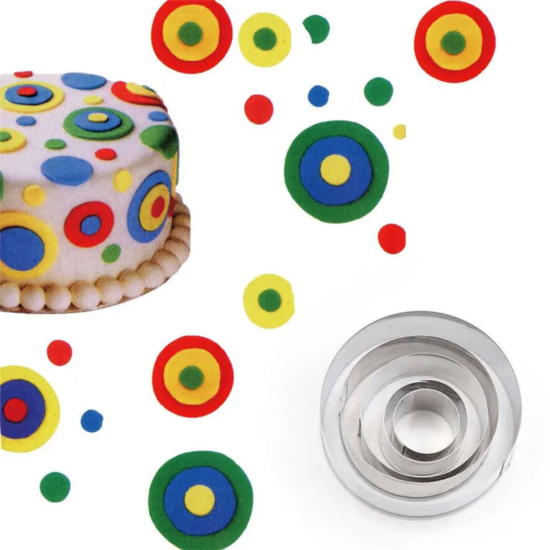 5PCS/Set Round Stainless Steel Biscuit Mould Portable Cake Fondant Mold Kitchen Gadgets Baking Accessories Cookie Cutter