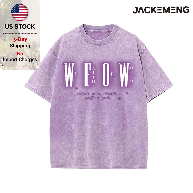 Oversized Vintage Retro Neon Letter Streetwear Print Tshirt USA Stock Wholesale Y2K Casual Tee