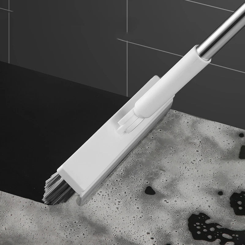 3 in 1 Household Bathroom Long Handle Cleaning Brushes Floor Brush with Wiper Strip and Hair Clamp for Bathroom Cleaning