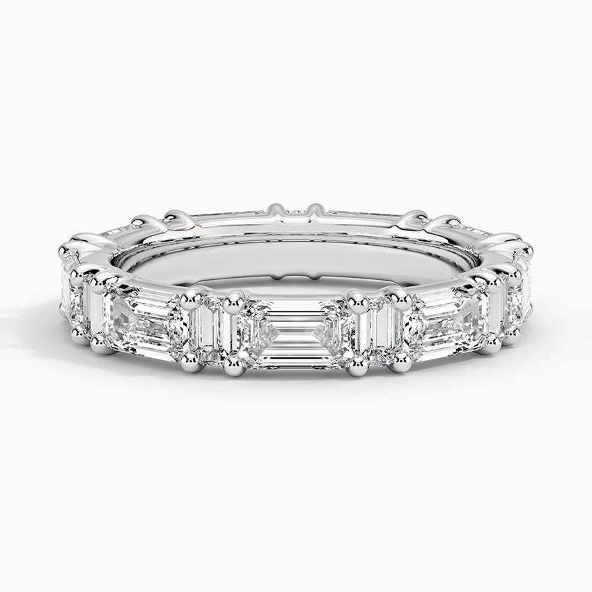 Unique 925 Sterling Silver Moissanite Eternity Ring Classic Elegant Design Brilliant Sparkle Luxury Wedding Jewelry