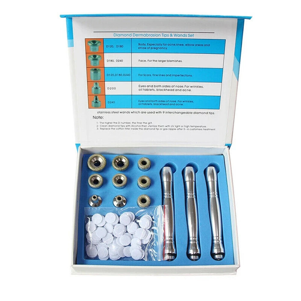 Portable Microdermabrasion Machine Diamond Tips Vacuum Suction Device Facial Skin Peeling Blackheads Removal