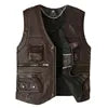Spot Wholesale High Quality First Layer Cowhide Multi-pocket Tactical Sleeveless Jacket Knight Street Retro Motorcycle Vest Men