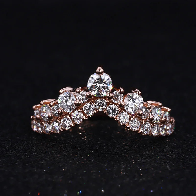Hot Online Sale Wedding Jewelry Crown Band Ring Rose Gold Lab Created Diamond Stone CLASSIC Gemstone Rings 3mm Engagement Ring
