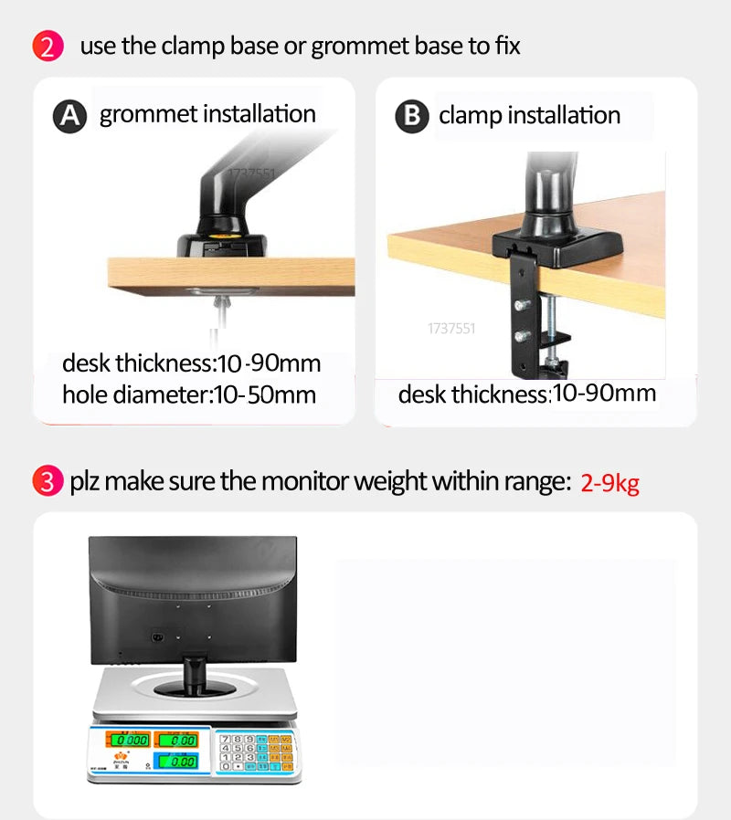 NEW F160 Gas Spring 10'-27' Dual Monitor Holder Arm Desktop 360 Rotate Computer Holder 2-9KG Monitor Bracket with 2 USB3.0