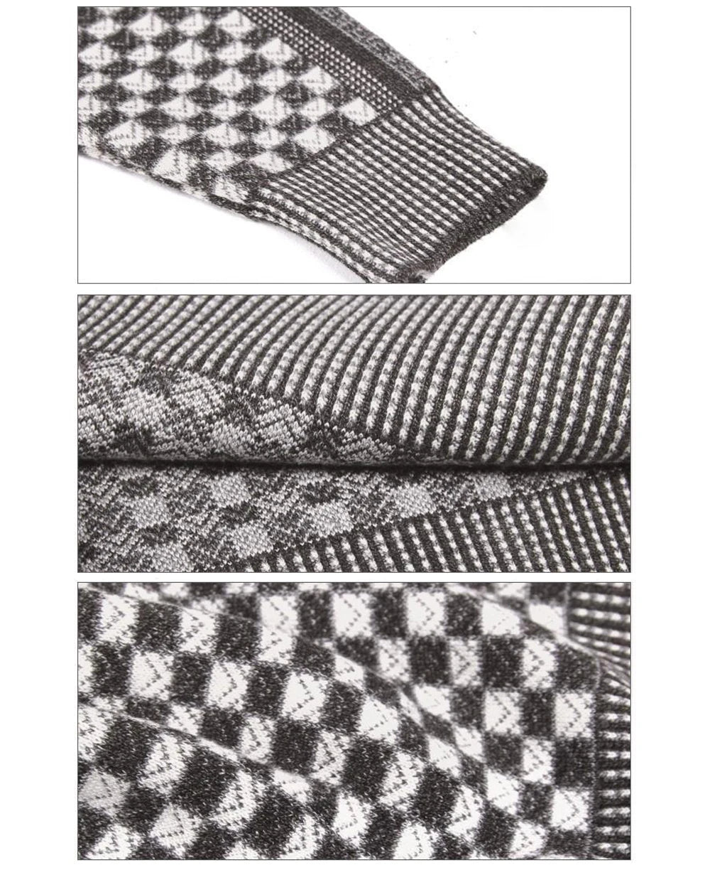 Autumn Winter Men's Warm Sweater Casual O-Neck Thick Cashmere Turtleneck Pullover Men Classic Plaid Sweaters Knitwear Clothing