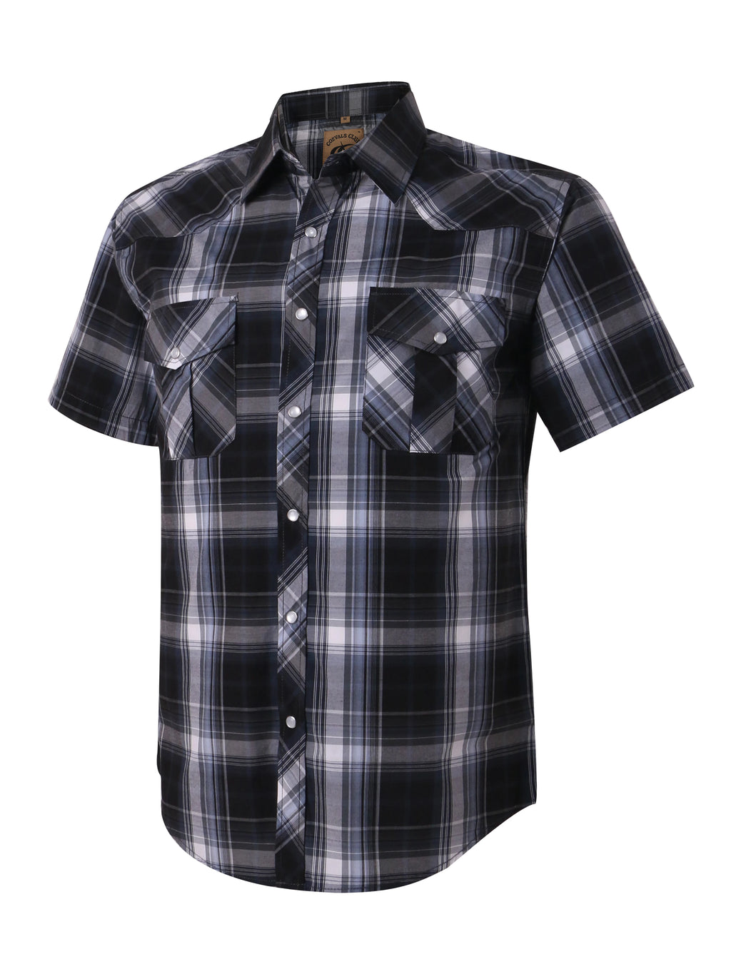 Men's Western Cowboy Short Sleeve Pearl Snap Button up Casual Work Plaid Shirts