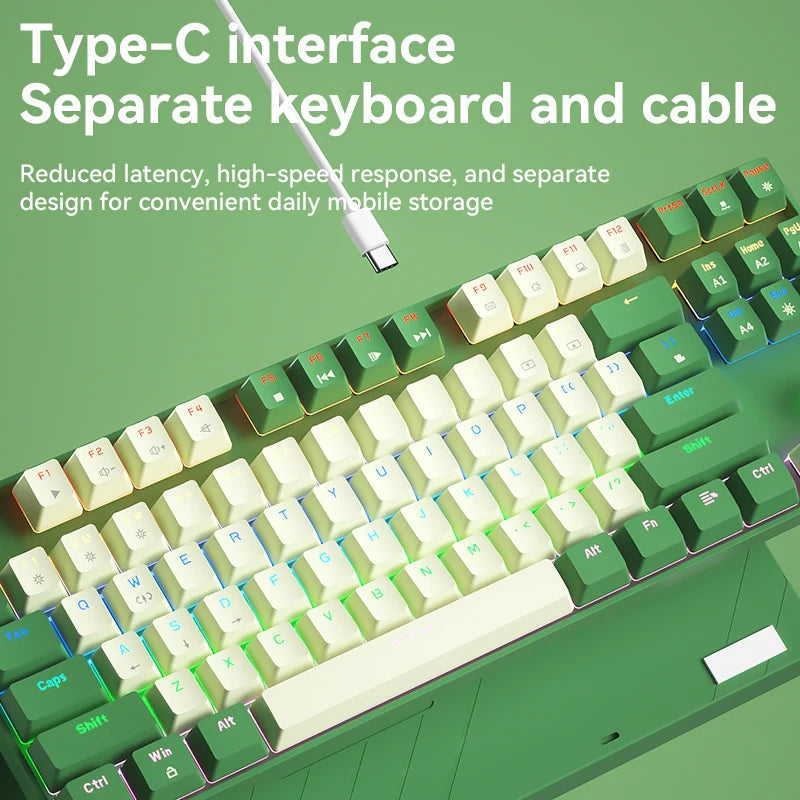 BOW New Arrival Hot Swap Ergonomic ABS Keycaps USB Type-c Wired Gaming Mechanical Keyboard for Computer Laptop