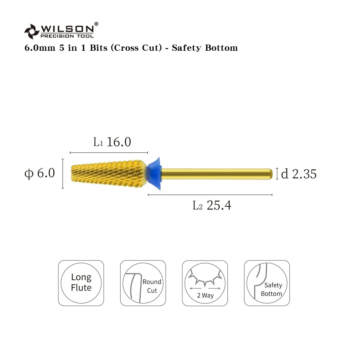 6.0mm 5 in 1 Bits (cross Cut) Safety Bottom
