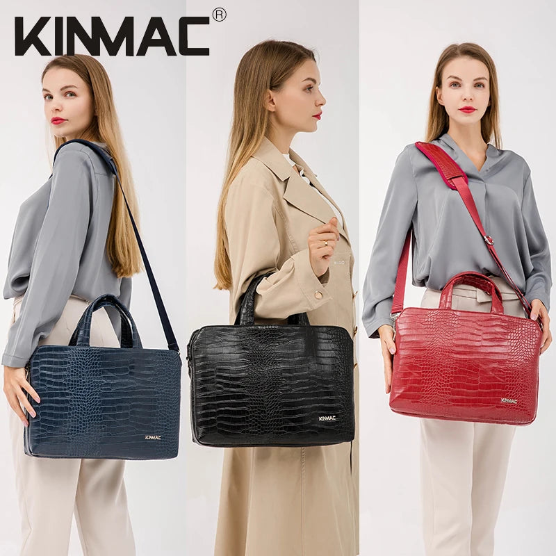 Luxury Crocodile Embossed Business Laptop Bag for 13-15.6 Inch, Executive Leather Briefcase - Top Laptops and Accessories