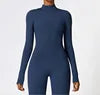 Prettysteps Zipper Nude Tight Yoga Bodysuit Outdoor Sports Bodysuit Quick Dry Running Fitness Clothes