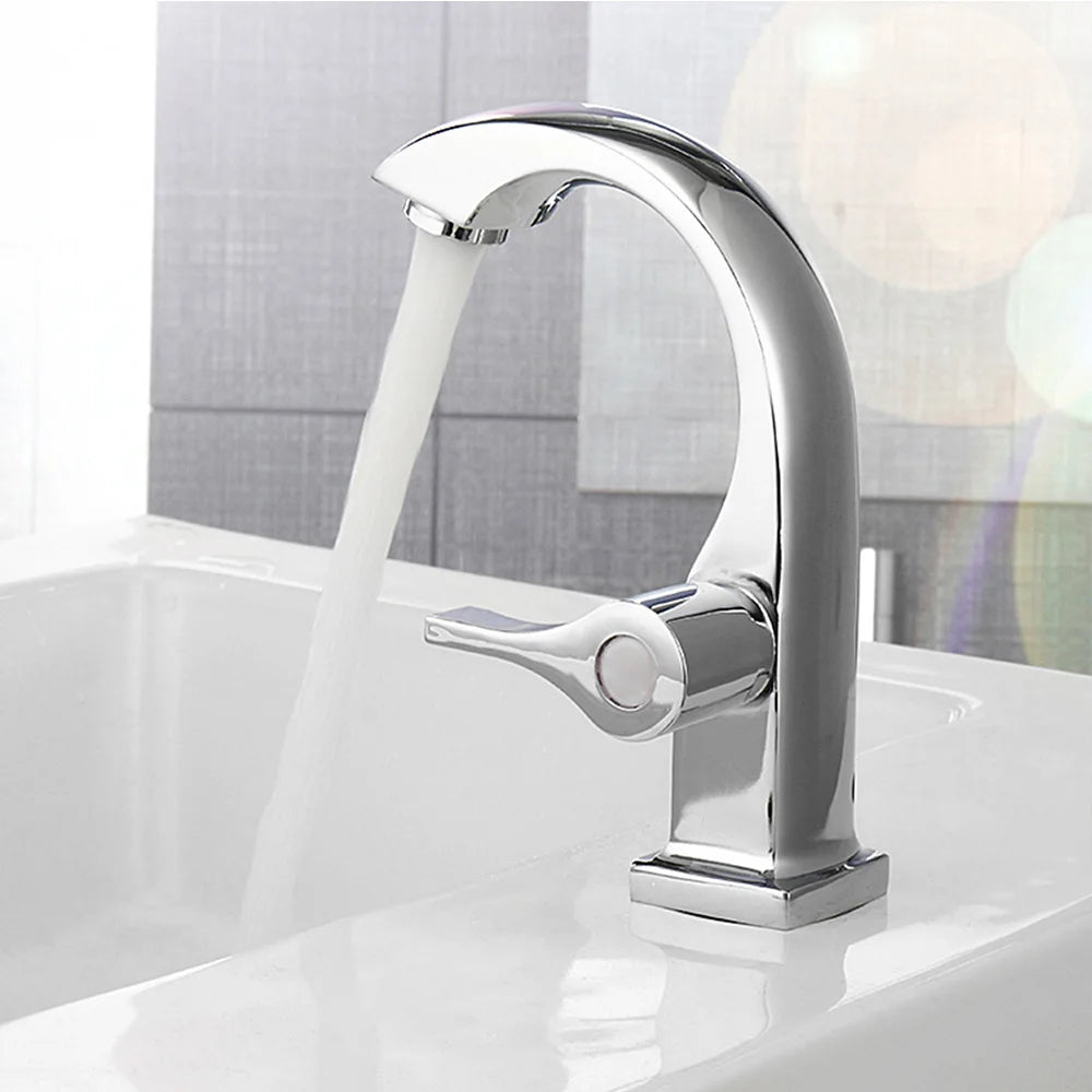 1 Chrome Plated Single Cooling Faucet, Single Hole Easy To Install, Suitable for Bathroom and Kitchen
