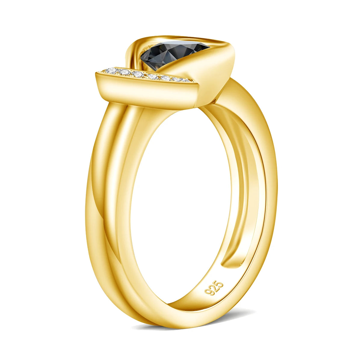 Luxury Renaissance Style Woman 925 Sterling Silver 1.2 Carat Black Moissanite Diamonds Rings Bague Pour Femme