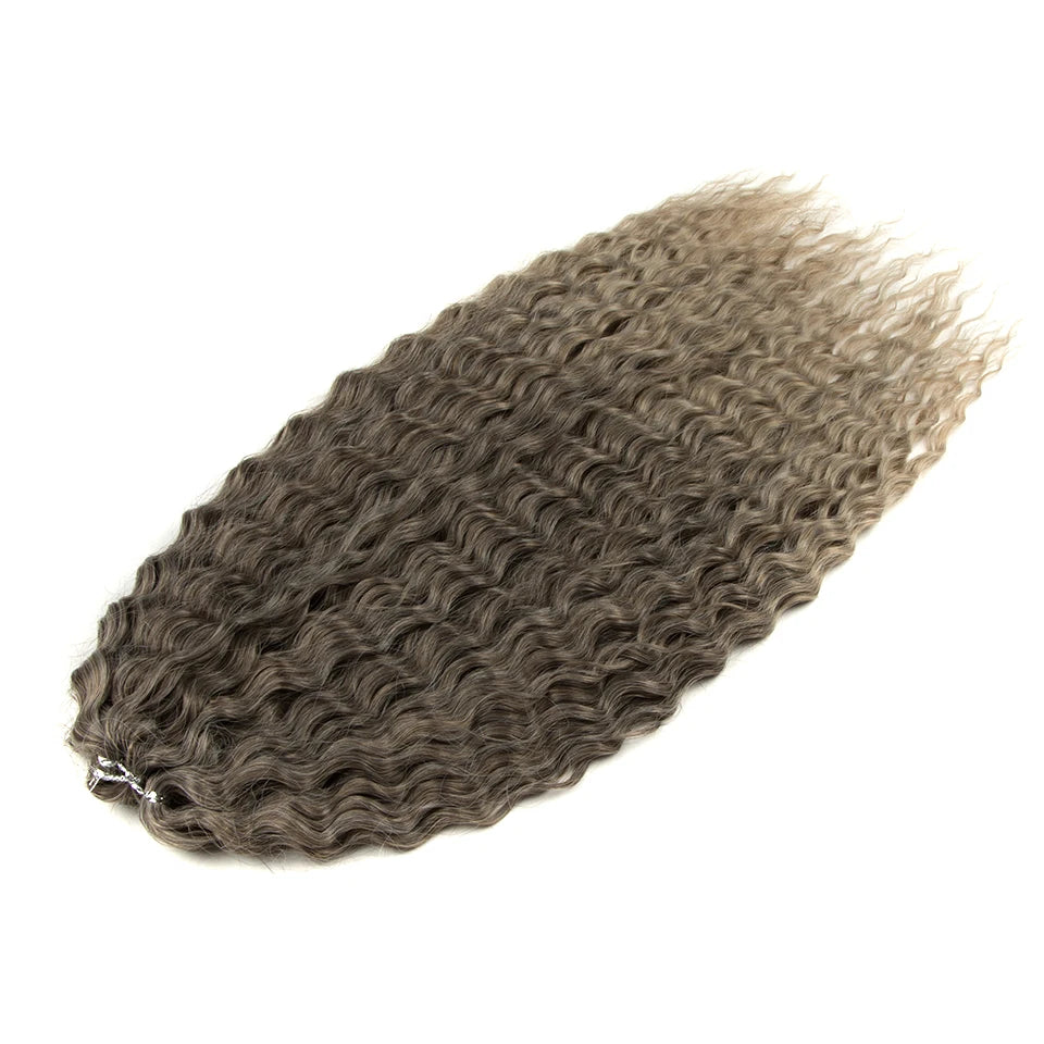 FASHION IDOL 24 Inch Ariel Hair Synthetic Crochet Curly Hair Water Wave Braid Hair Ombre Pink Deep Wave Braiding Hair Extensions