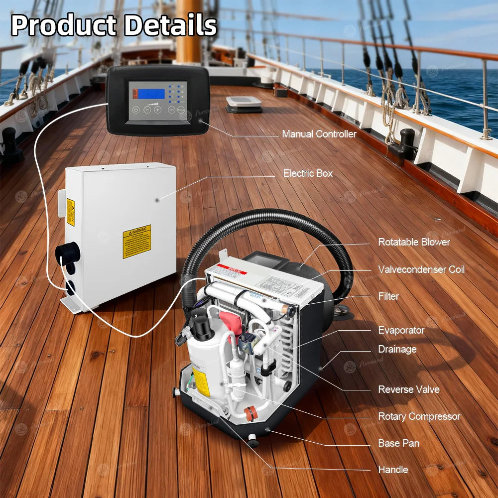 For 115V Marine Air Conditioner Self Contained Sea Water Cooled Reverse Cycle Heating Cooling 24000/36000 BTU DC R-410A