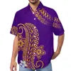 High Quality Samoan Short Sleeve Casual Hawaii Style Men's Shirts Tops Custom Printed Big Size Polynesian Tribal Aloha Shirts