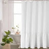 Beige 72x72 Inch French Country Linen Blend Ruffle Shower Curtain for Bathroom