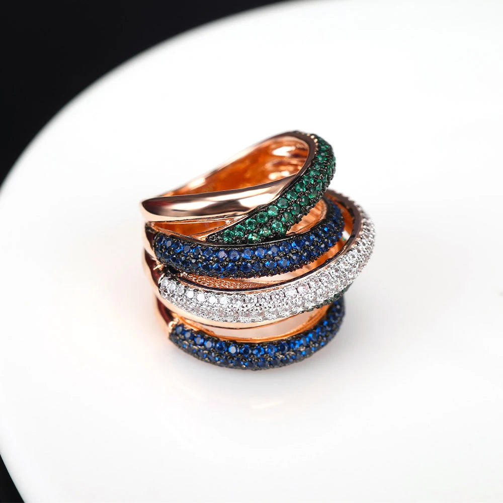 002332 Monaco Designer Luxury Twist Lines Geometry Cubic Zironium Engagement Dubai Naija Bridal Finger Rings Jewelry Addiction