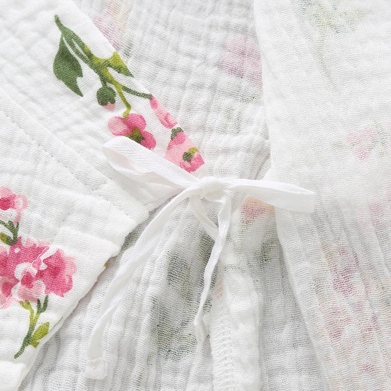 0-18M Summer Baby Girl Boys Clothing  Rompers Jumpsuit Short-sleeved Floral Print  Cute Soft Newborn Infant Baby Kimono Playwear