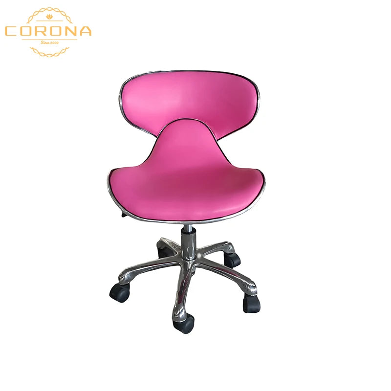 Modern Pink White Gold Beauty Salon Salon Stool Rotating Pedicure Stool