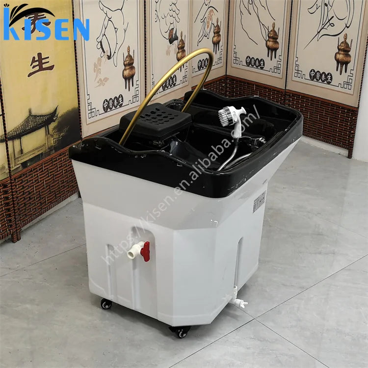 Kisen Hottest Beauty Spa Salon 60L  Water Tank Salon Furniture Portable Adjustable Height Washing Hair Bowl Shampoo Basin Sink