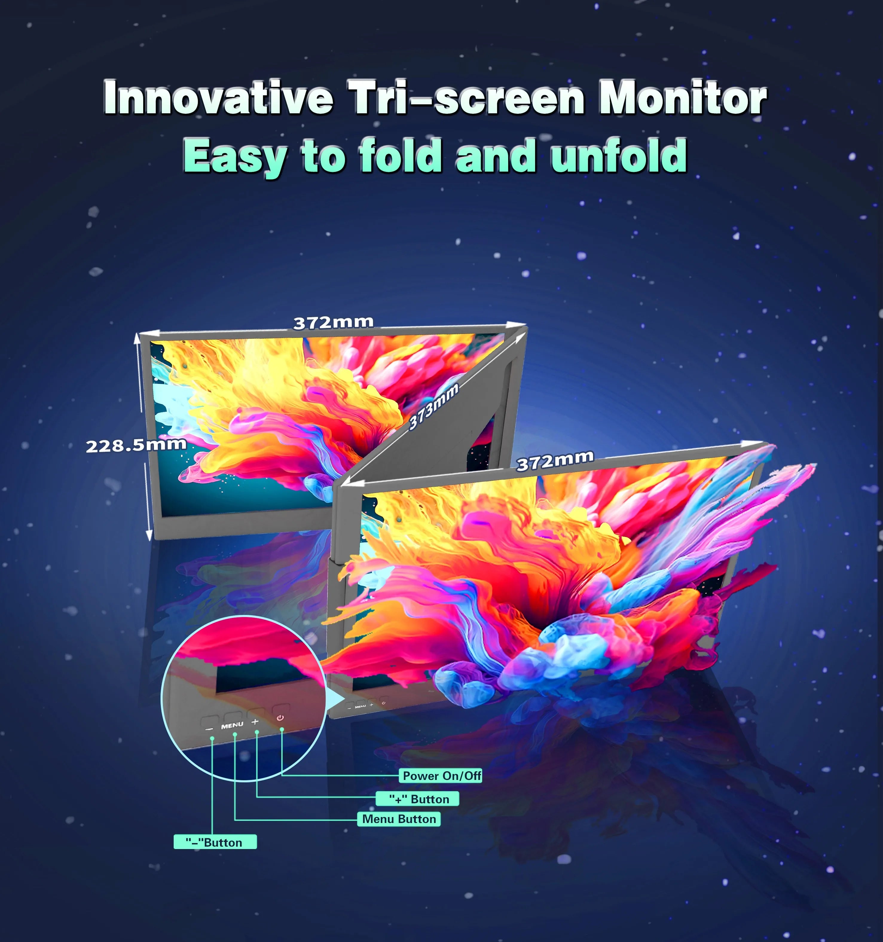 OEM/ODM Factory Portable Triple Screen Monitor Dual 15.6 Inch 1080P LCD IPS TFT Panel Laptop Screen Extender