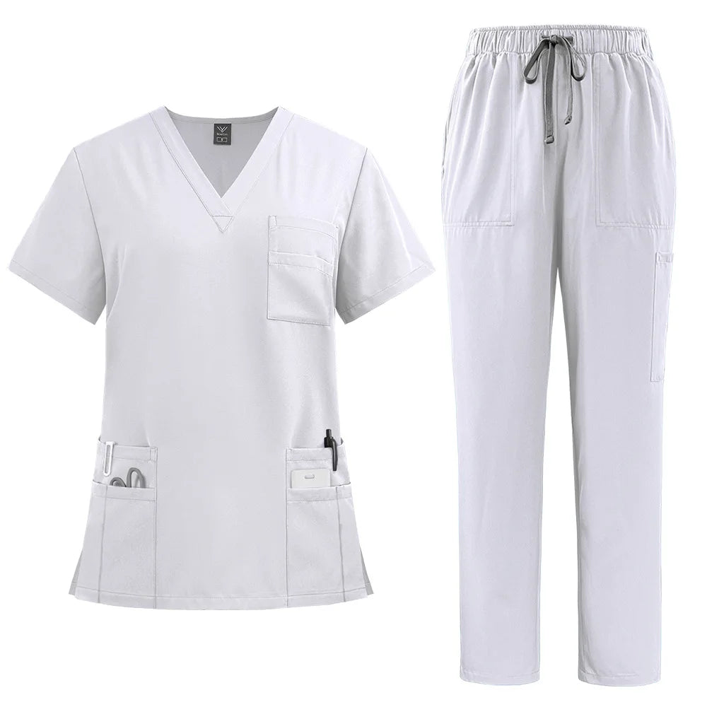 Salon Work Clothes Jersey Breathable Hospital Uniforms Nurse Beauty Dental Custom LOGO Uniform Medical Scrubs Sets for Men Women