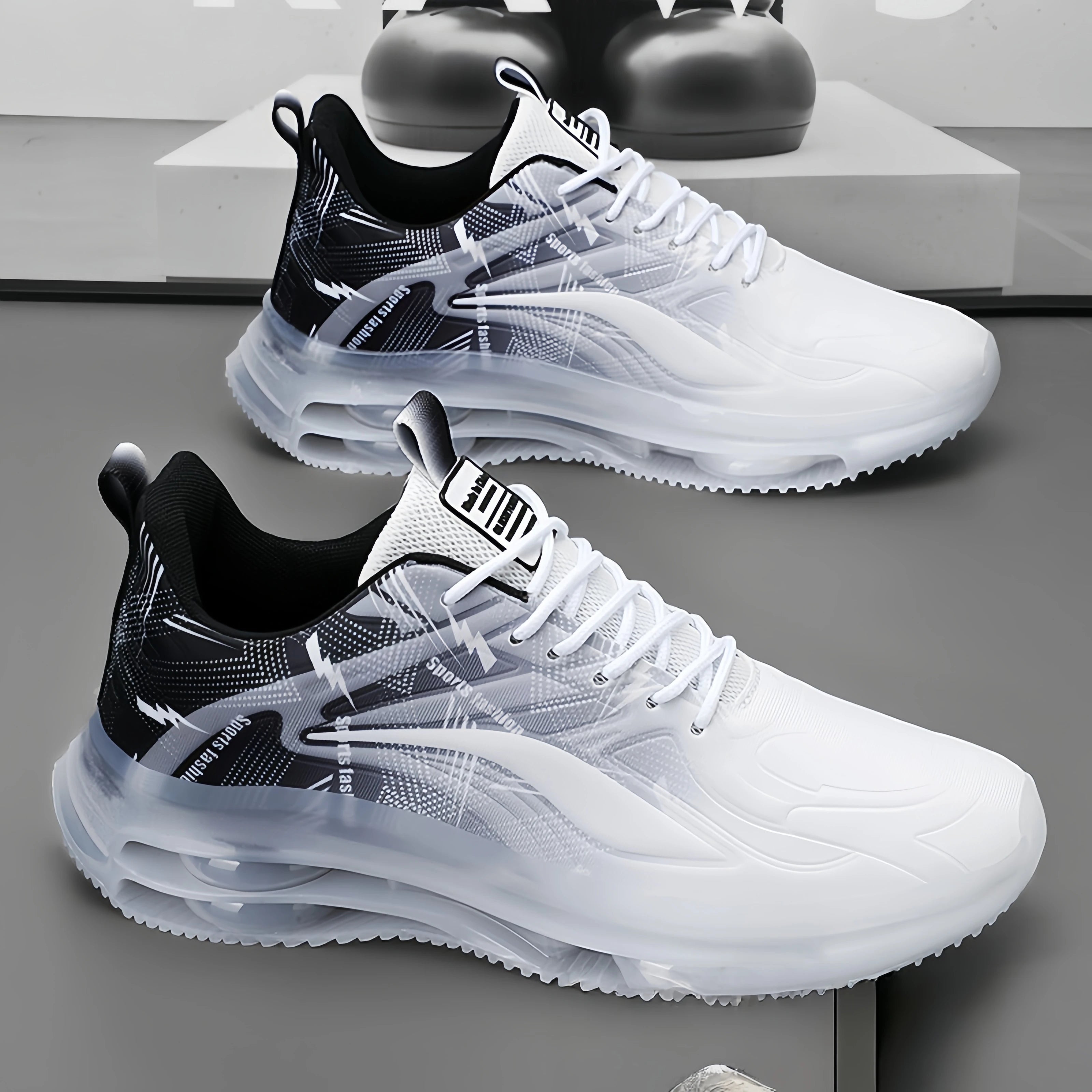Men's Air Cushion Running Shoes Breathable Gradient Mesh Athletic Sneakers Non-slip Shock-absorbing Sports Footwear