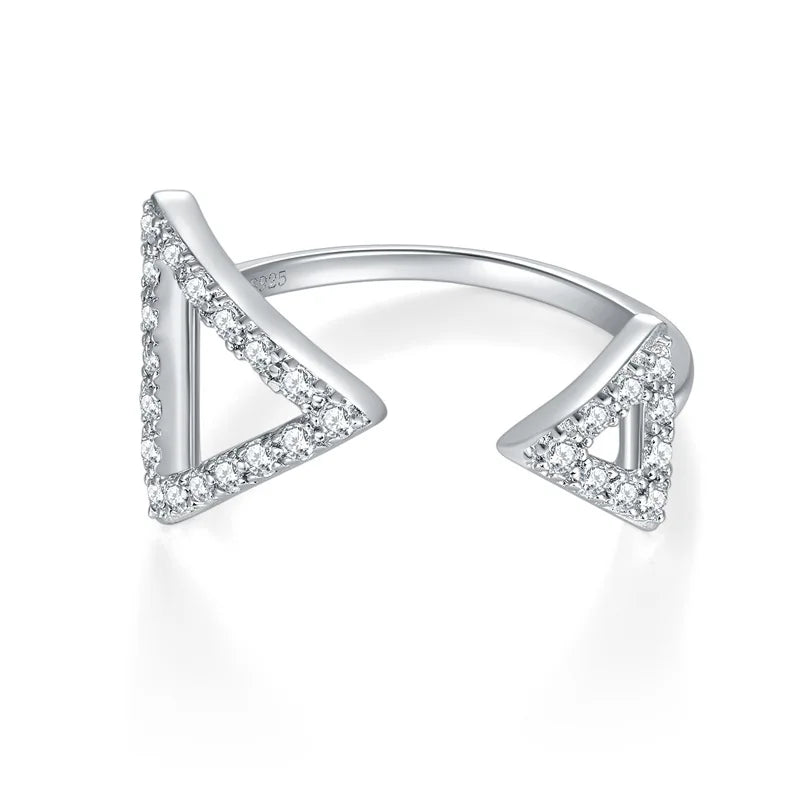 Ruizuan Rhodium Plated Silver Eternity Band Rings Moissanite Trendy Bezel Setting Cross Design Girls Bulk Certified Rings for