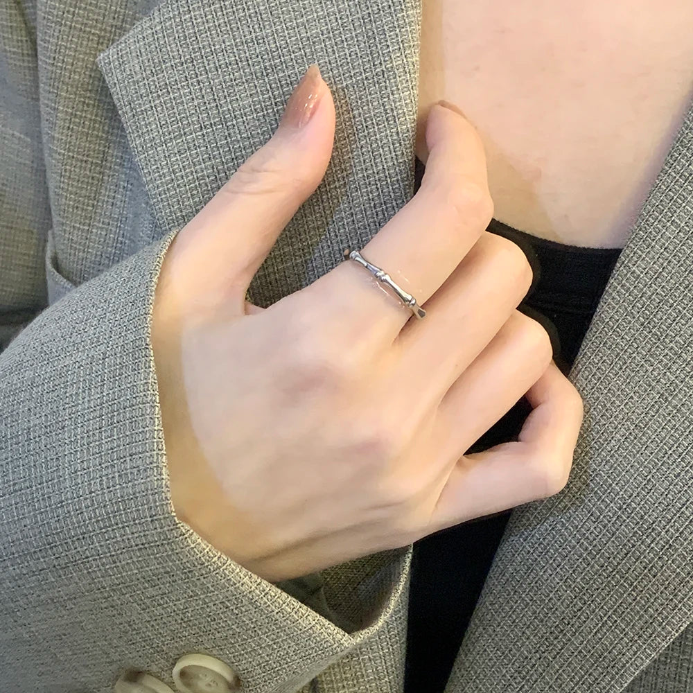 Fashion Jewelry 18k 316L Stainless Steel Bamboo Joint Knuckle Stress Relief Anxiety Rings