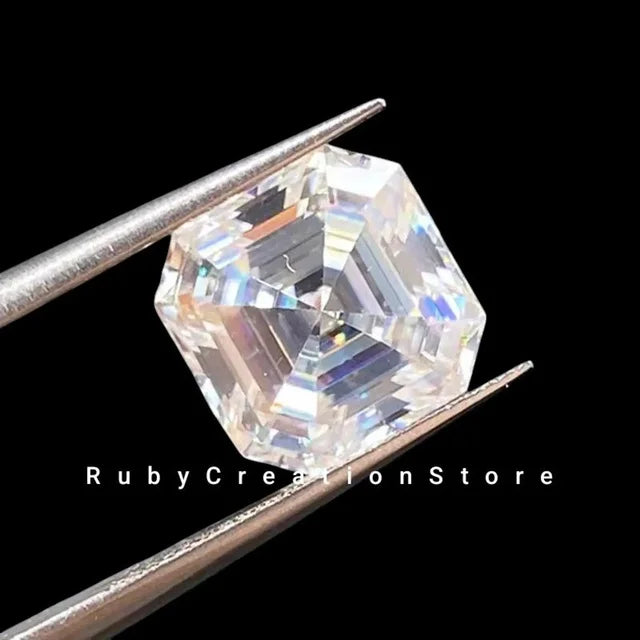 Perfect Asscher Cut Polished White Moissanite Loose Stone VVS1 Clarity 4mm Gemstone for Jewelry Making