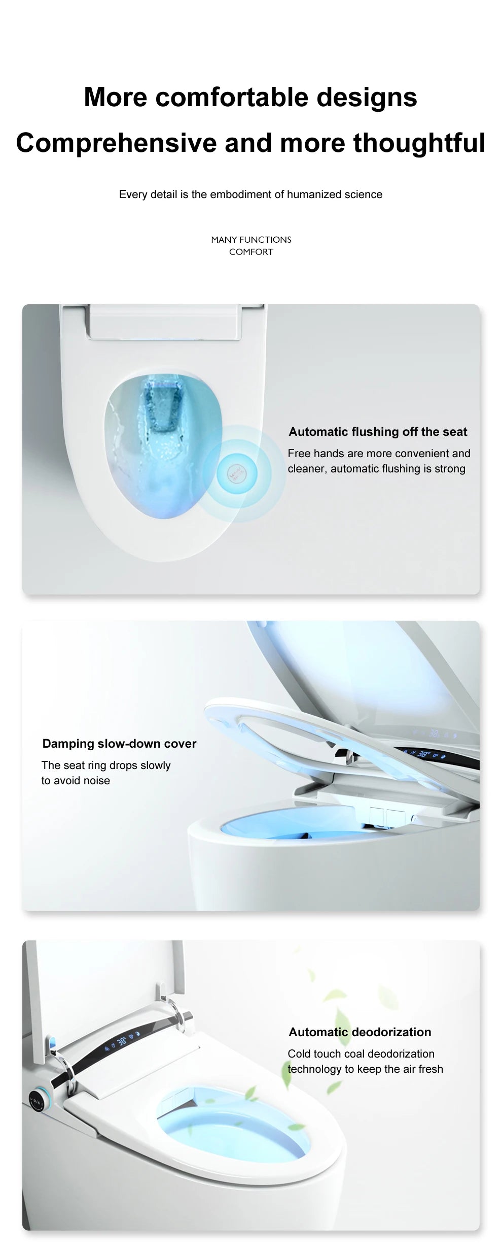 Automatic flushing without water tank integrated black electronic intelligence