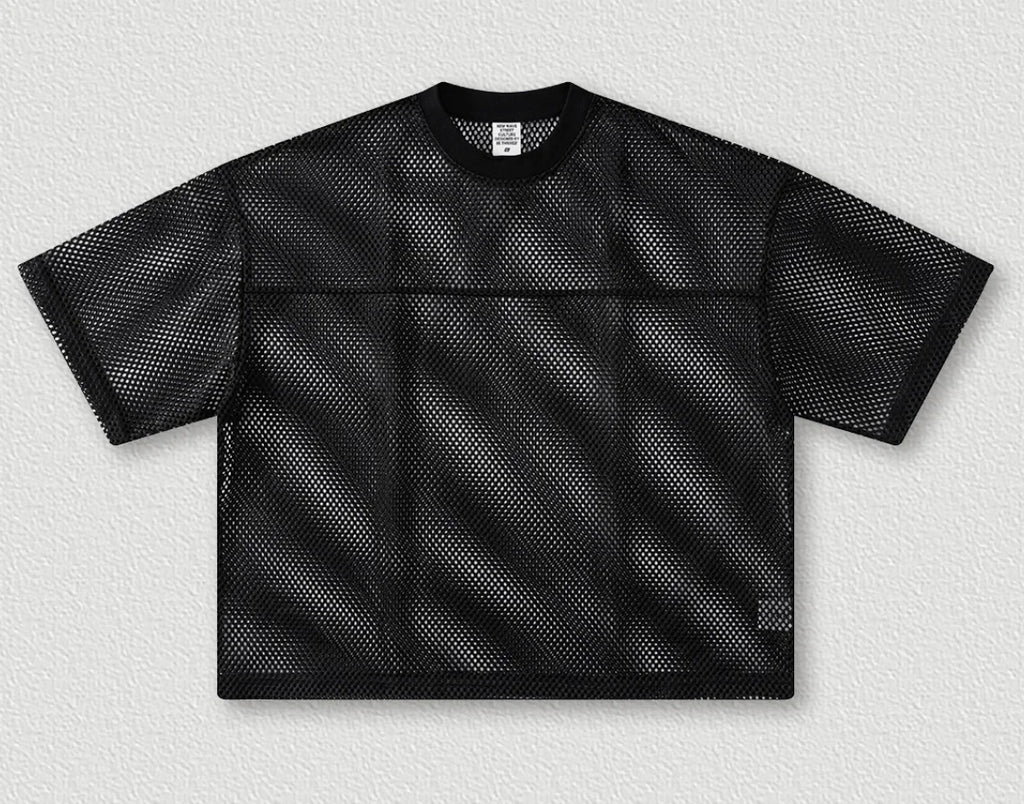 Crew Neck Mesh Jersey T-shirt Outdoor Oversize 240gsm T-Shirts Street Style Soccer Mesh Blank Printing Customized
