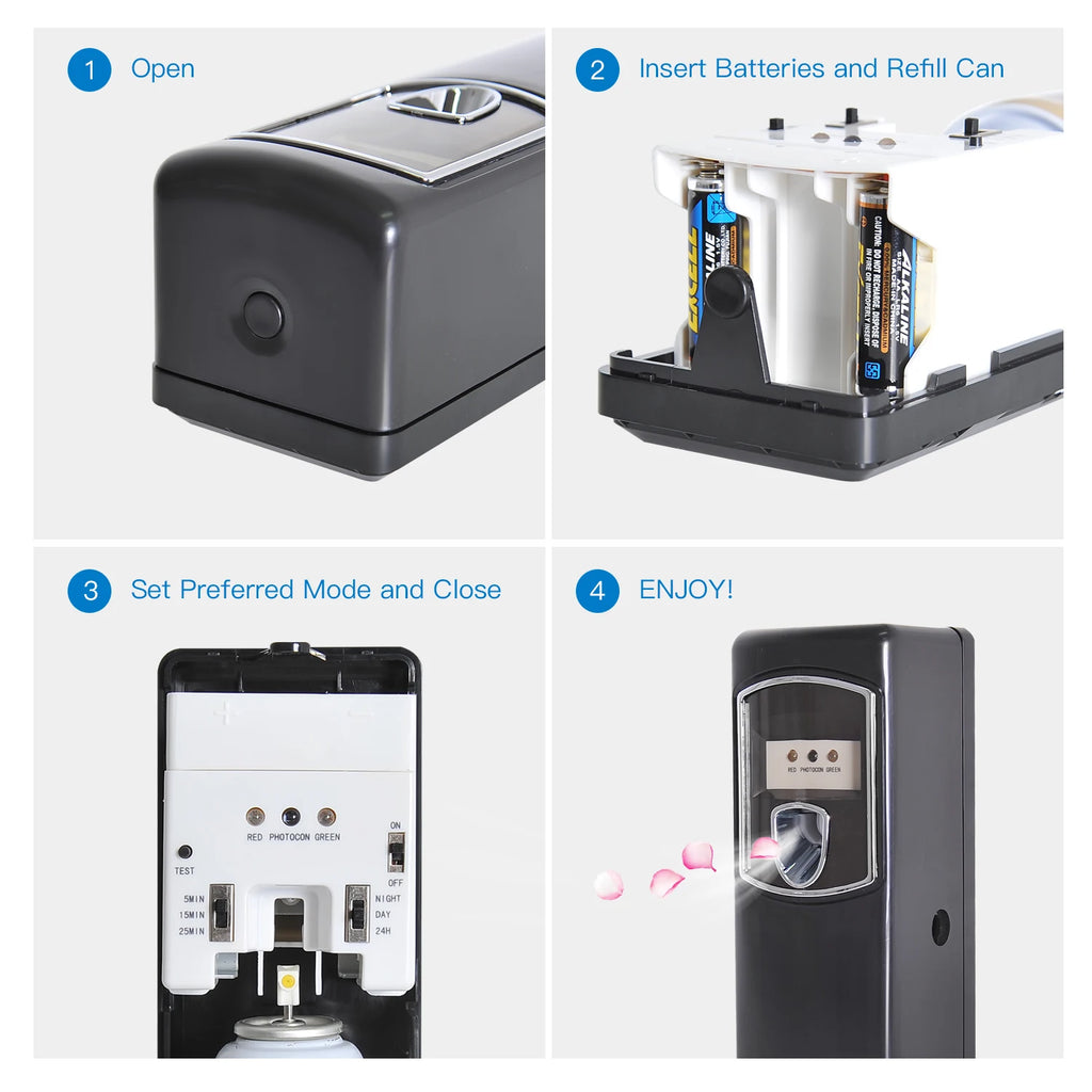 SVAVO Automatic Aerosol Dispenser Wall Mounted Light Sensor Timing Air Freshener Auto Perfume Dispenser for Home Toilet