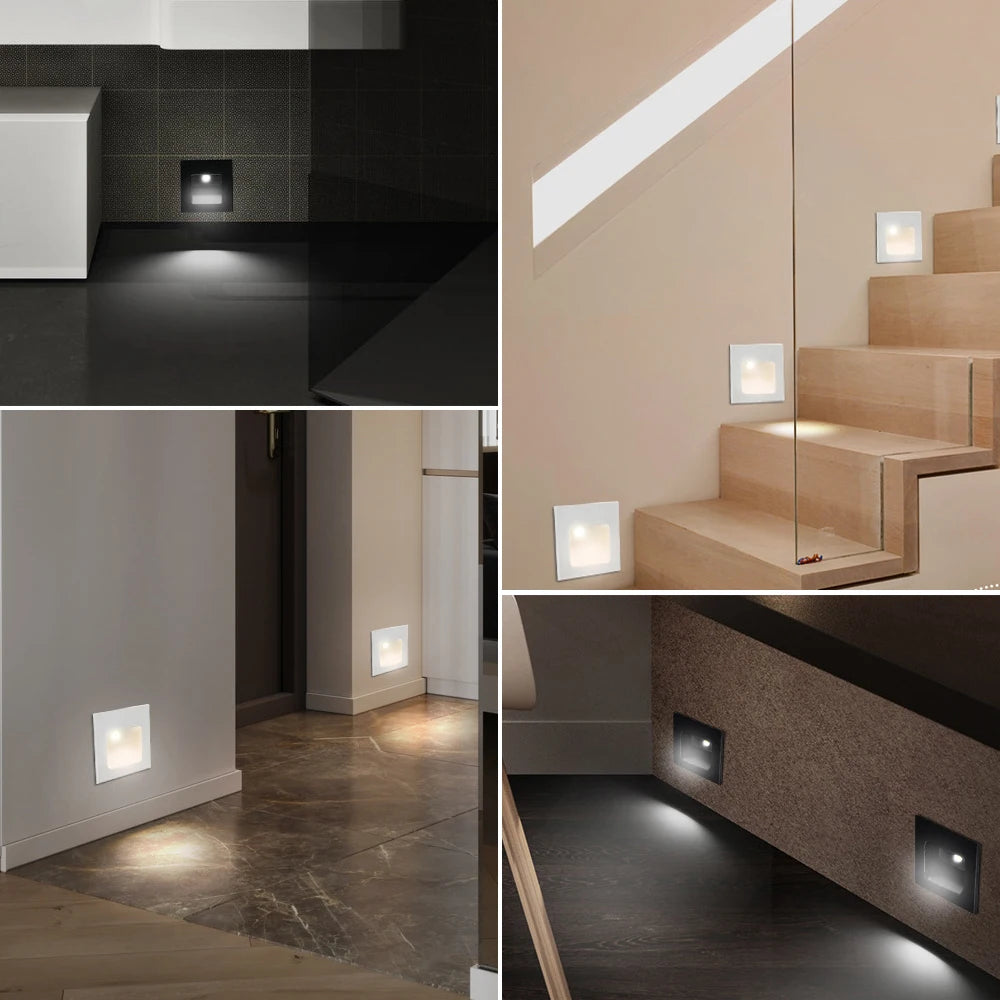 SANDIY Small Stair Light Recessed Step Lighting White Black Wall Lamps Mini 1W Aluminum Luminaire for Ladder Corridor Kids Room