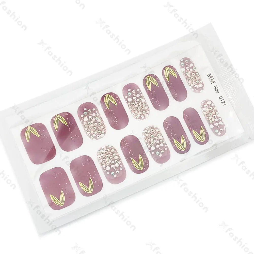 Hot Sale 16 Tips Solid Color Semi-Cured Gel Nail Stickers UV Light Durable Waterproof Long-Lasting Gel Nail Stickers Wholesale