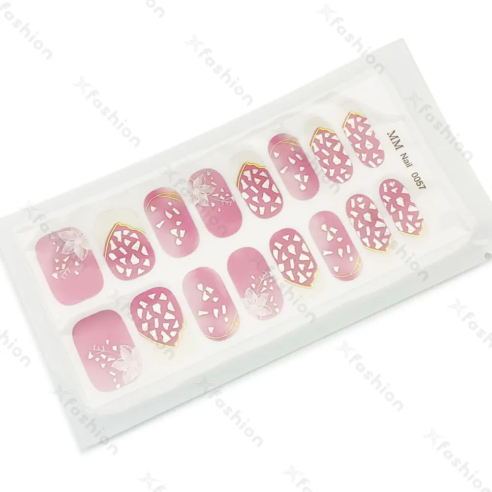 Hot Sale 16 Tips Solid Color Semi-Cured Gel Nail Stickers UV Light Durable Waterproof Long-Lasting Gel Nail Stickers Wholesale
