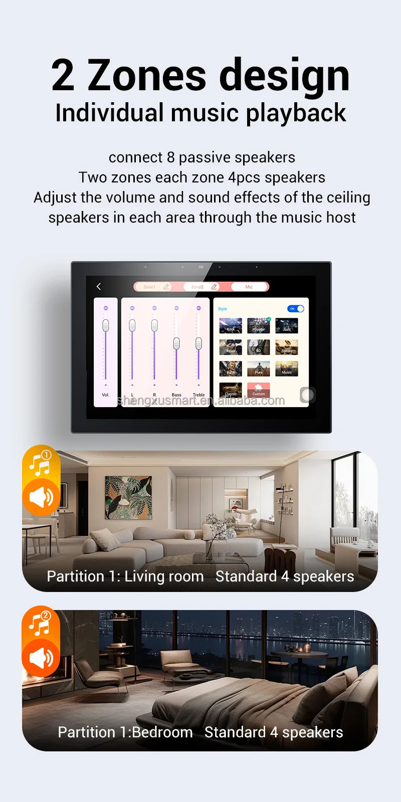 10-Inch Smart Home Control System for Hotel Music Background Android Operated Wifi Wall Amplifier Home Automation Control Panel
