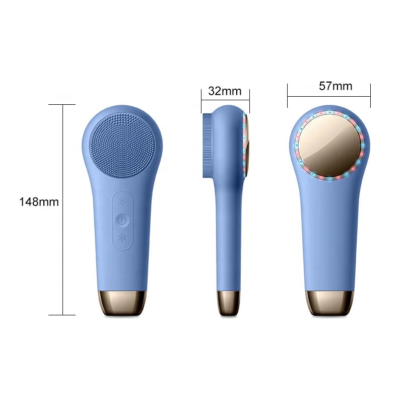 Facial Beauty Light Therapy Brush Wrinkle Removal Warm and Cold Silicone Face Cleaning Scrub Brush