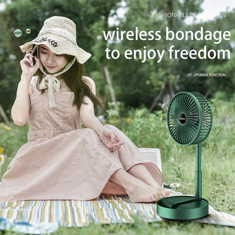 Mini Plug-in Chargeable Folding Desktop Fan for Home Office Outdoor & Car Use-Plastic Computer-Controlled with Battery Option