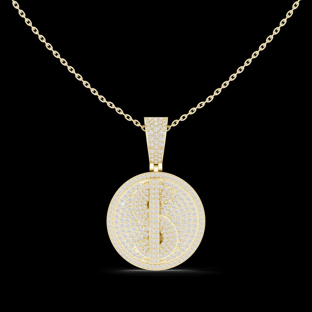 Gold Plated Minimalist Diamond Medallion Pendant Necklace Sparkling Link Chain Luxury Jewelry for Wedding Engagement
