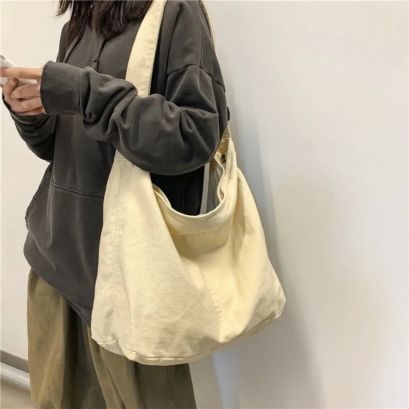 HOCODO New Bags for Women 2022 Canvas Shoulder Bag Fashion Large Capacity Handbags Female Casual Travel Bags Soft Crossbody Bags