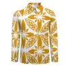 Personality Red Black Gradient Polynesian Printed Shirts Long Sleeve Big Size Men Shirt Hawaii Island Casual Shirts