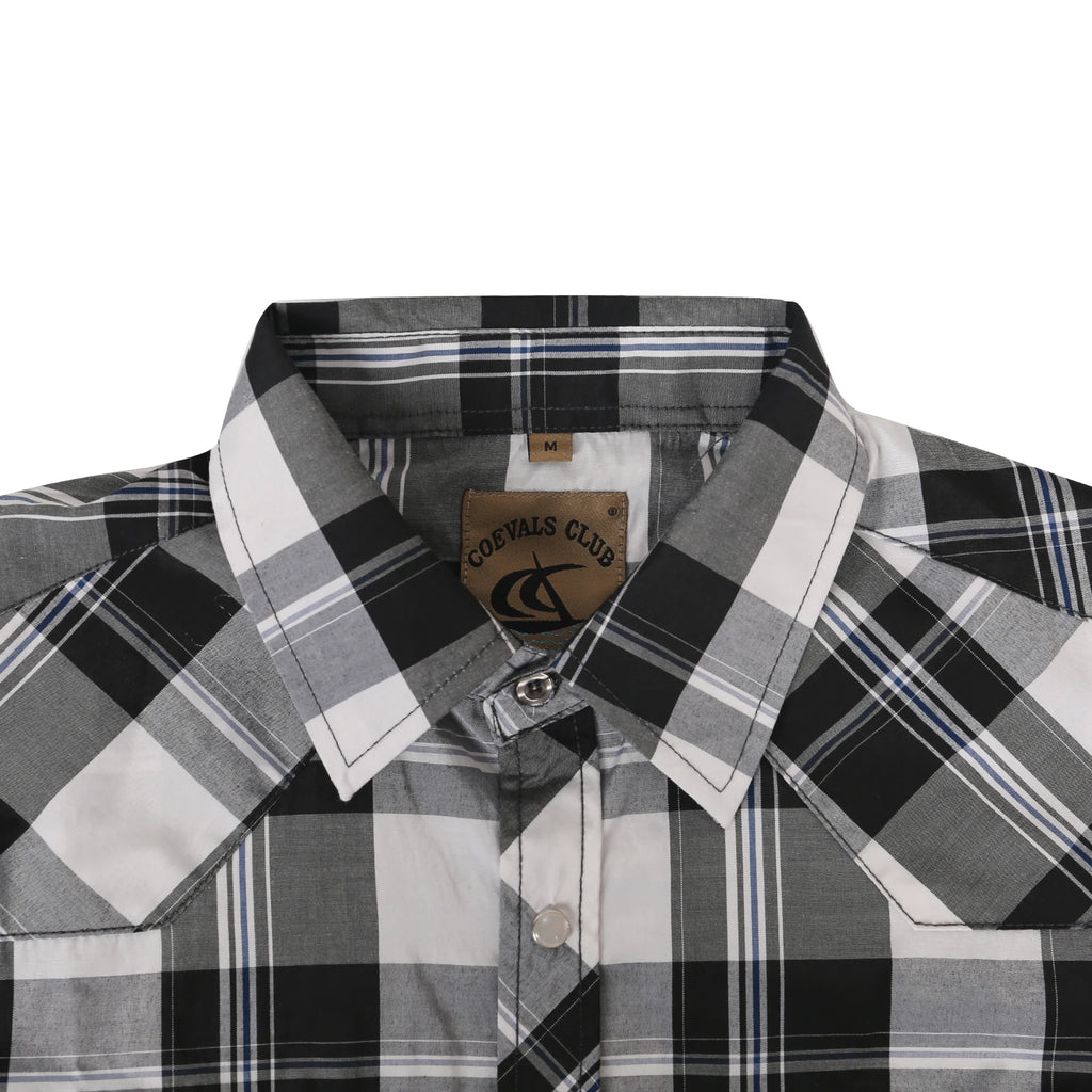 Men's Western Pearl Snap Button up Casual Cowboy Long Sleeve Two Pockets Work Plaid Shirts